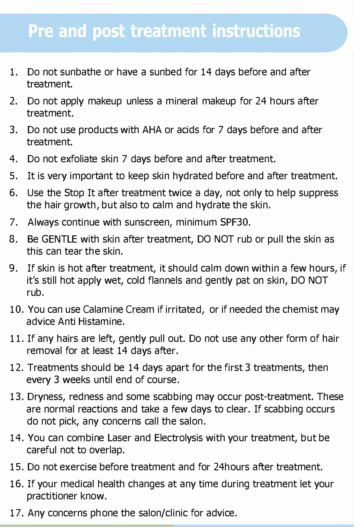 Hair Bare - post treatment instructions Julie Jacobs-French